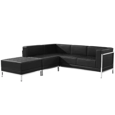 Табуретка RFG Neo, квадратна, екокожа, 700 х 700 х 450 mm, черен