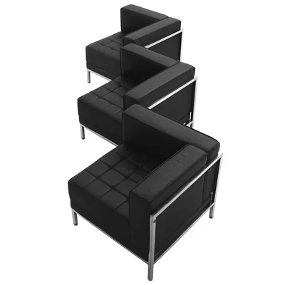 Табуретка RFG Neo, квадратна, екокожа, 700 х 700 х 450 mm, черен