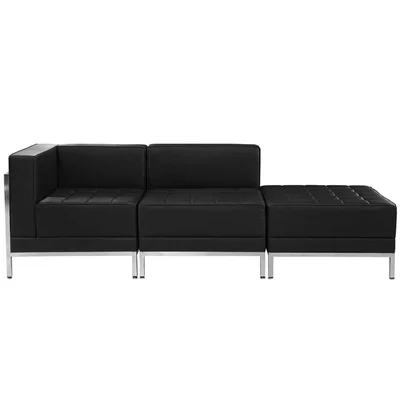 Табуретка RFG Neo, квадратна, екокожа, 700 х 700 х 450 mm, черен