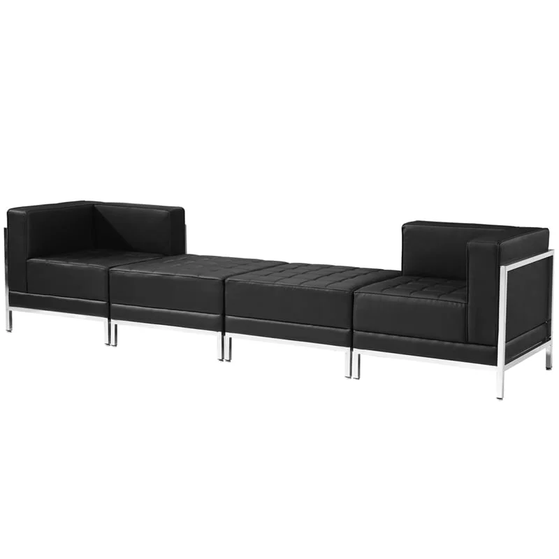 Диван RFG Neo, двуместен, екокожа, метална основа, 1450 х 720 х 700 mm, черен
