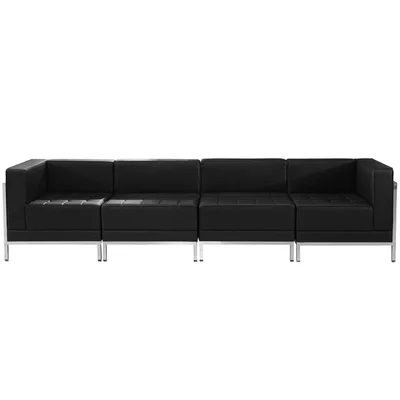 Диван RFG Neo, двуместен, екокожа, метална основа, 1450 х 720 х 700 mm, черен