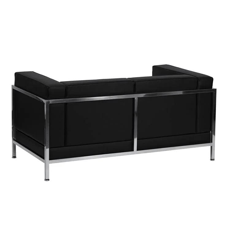 Диван RFG Neo, двуместен, екокожа, метална основа, 1450 х 720 х 700 mm, черен