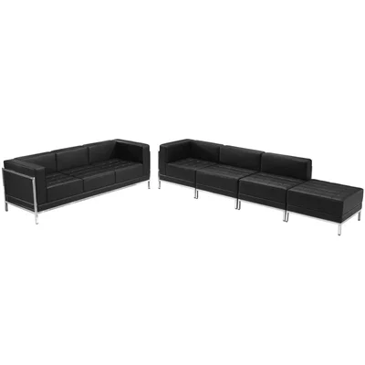 Диван RFG Neo, двуместен, екокожа, метална основа, 1450 х 720 х 700 mm, черен