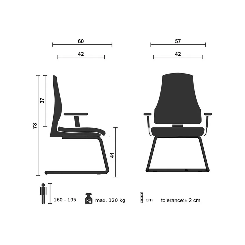 Кресло RFG Simon X White 4S, до 120 kg, основа с цвят хром