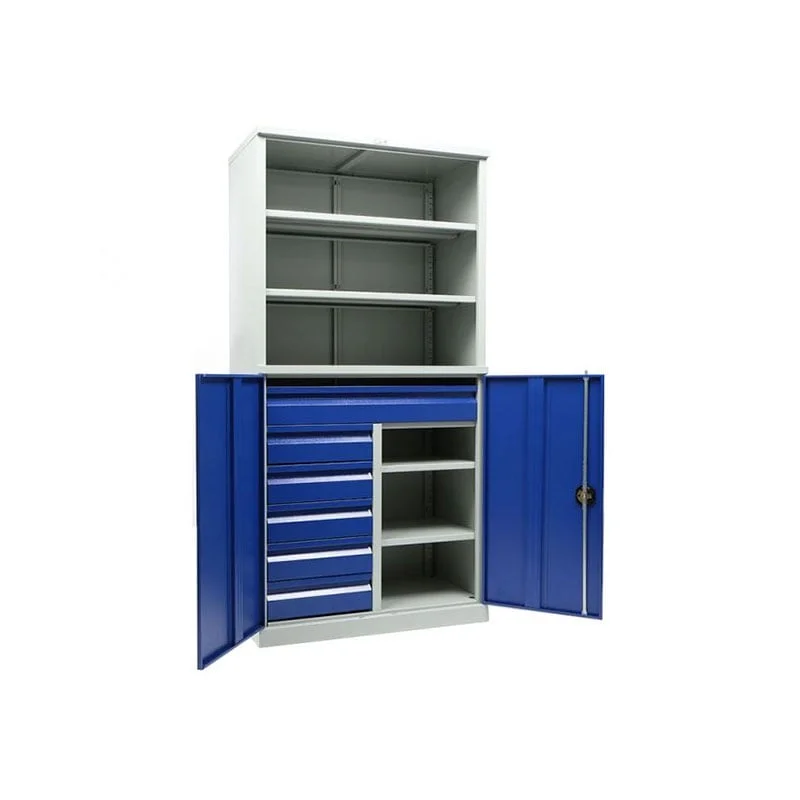 Шкаф за инструменти ТС1995 102215, метален, 950 х 500 х 1900 mm, синьо-сив
