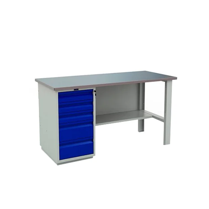 Работна маса WT160 WD5-F1, 1600 х 700 х 870 mm, метална, MDF плот