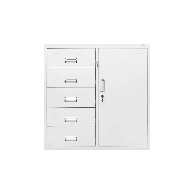 Кардекс RFG, метален, 1 x 5 чекмеджета, с шкаф, 90 х 40 х 90 cm, бял