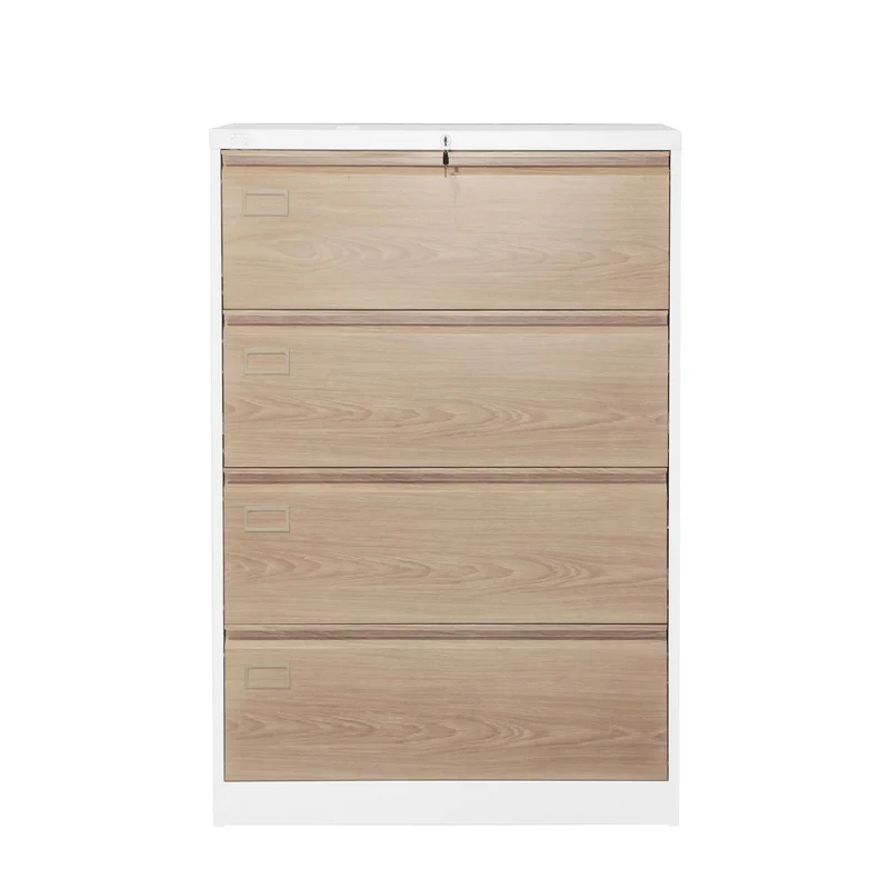Кардекс RFG, метален, 2 x 4 чекмеджета, 900 х 450 х 1331 mm, кехлибарен дъб и бяло