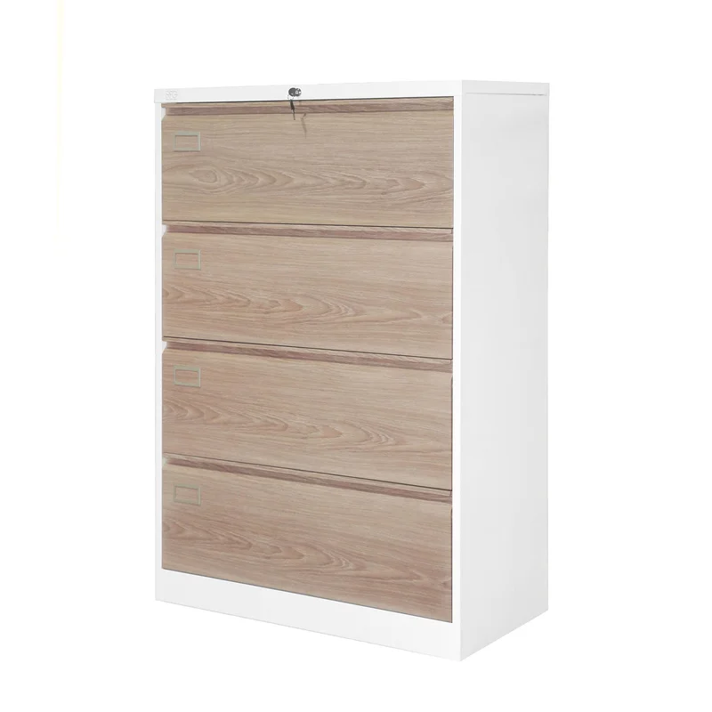 Кардекс RFG, метален, 2 x 4 чекмеджета, 900 х 450 х 1331 mm, кехлибарен дъб и бяло