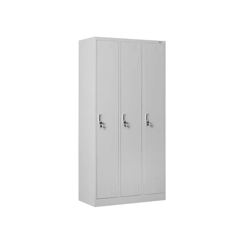 Гардероб RFG, метален, троен, 90 х 45 х 185 cm, сив