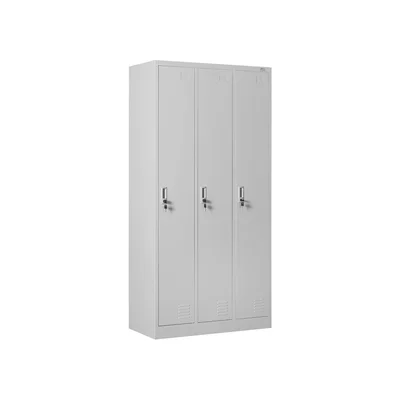 Гардероб RFG, метален, троен, 90 х 45 х 185 cm, сив