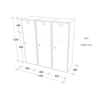 Гардероб RFG, метален, троен, с три врати, 120 х 40 х 120 cm, бял, със сини врати