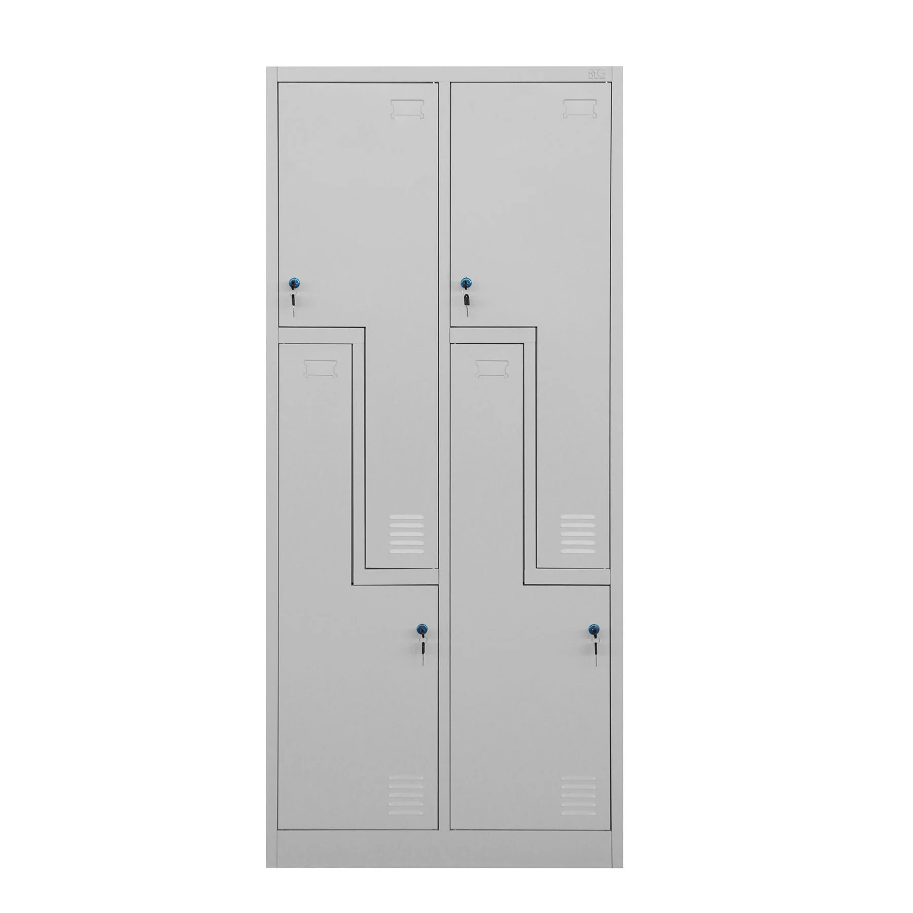 Гардероб RFG, двоен, метален, Z-образни врати, 800 х 450 х 1850 mm, сив