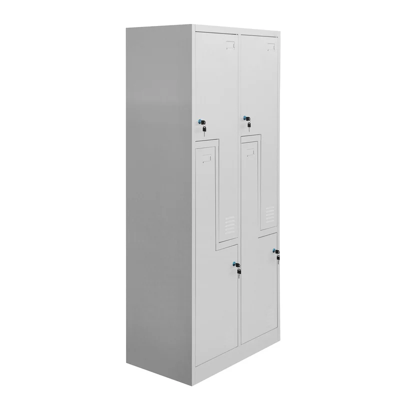 Гардероб RFG, двоен, метален, Z-образни врати, 800 х 450 х 1850 mm, сив