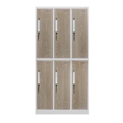 Гардероб RFG, троен, метален, с 6 врати, 900 х 450 х 1850 mm, кехлибарен дъб и бяло