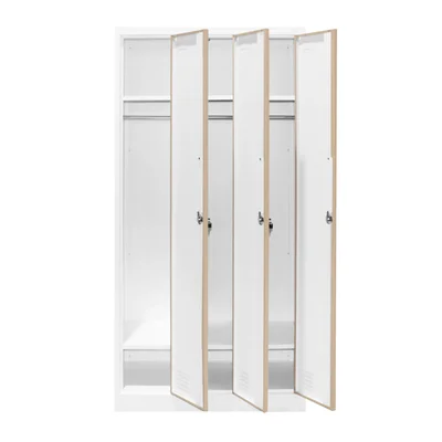 Гардероб RFG, троен, метален, 900 х 450 х 1850 mm, кехлибарен дъб и бяло