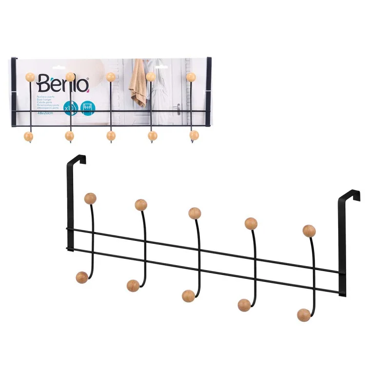 Закачалка за врата Berilo, 10 куки, черна