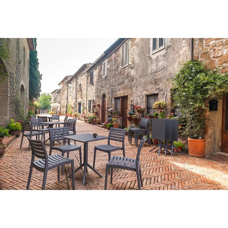 Градинска маса RFG Folding, сгъваема, квадратна, пластмасова, черна