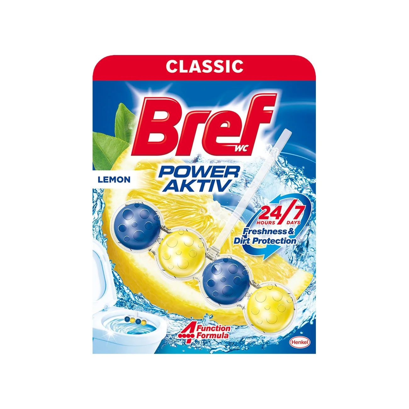 Ароматизатор за тоалетна Bref Power Aktiv, лимон, 50 g