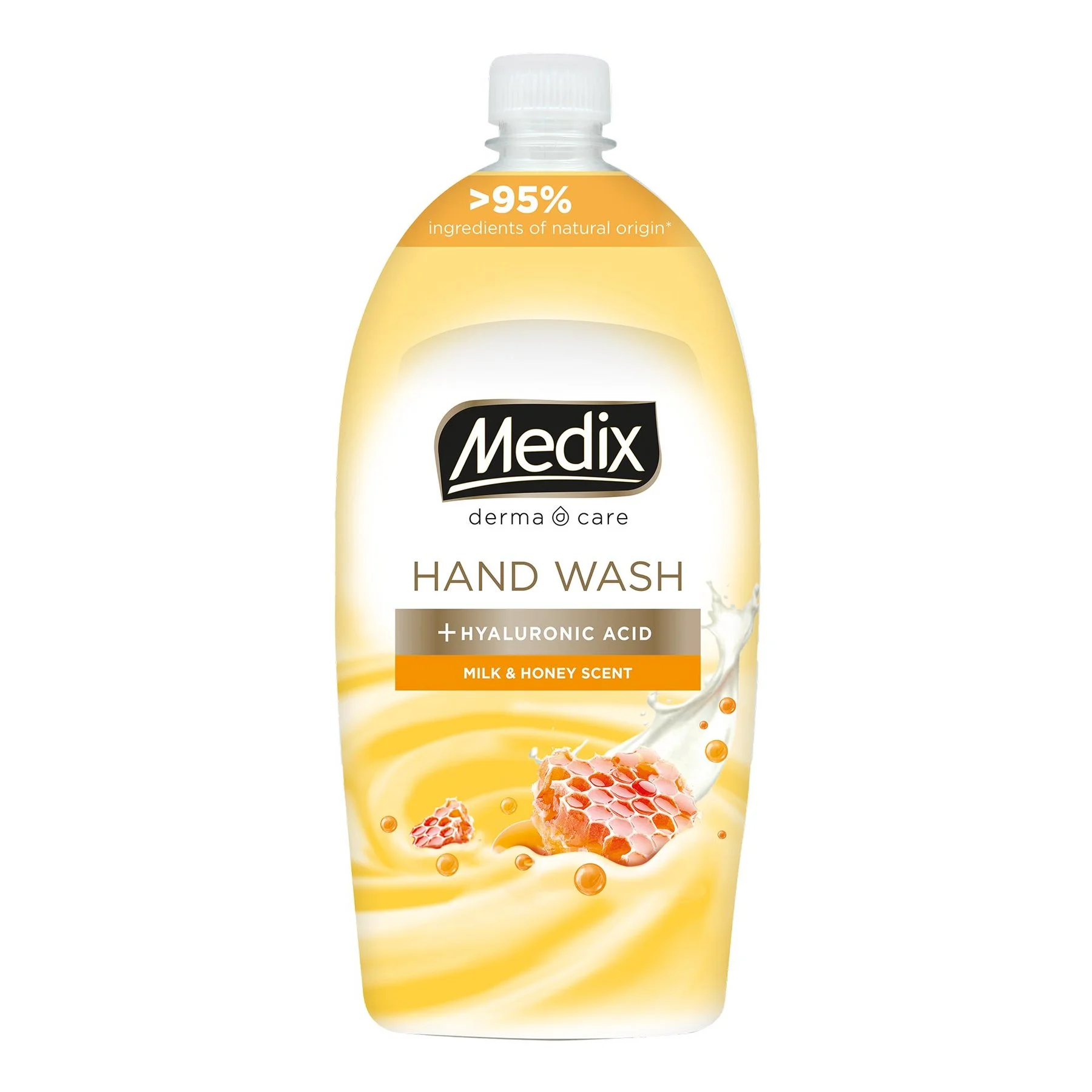 Течен сапун Medix Cream Milk & Honey, пълнител, 800 ml, оранжев