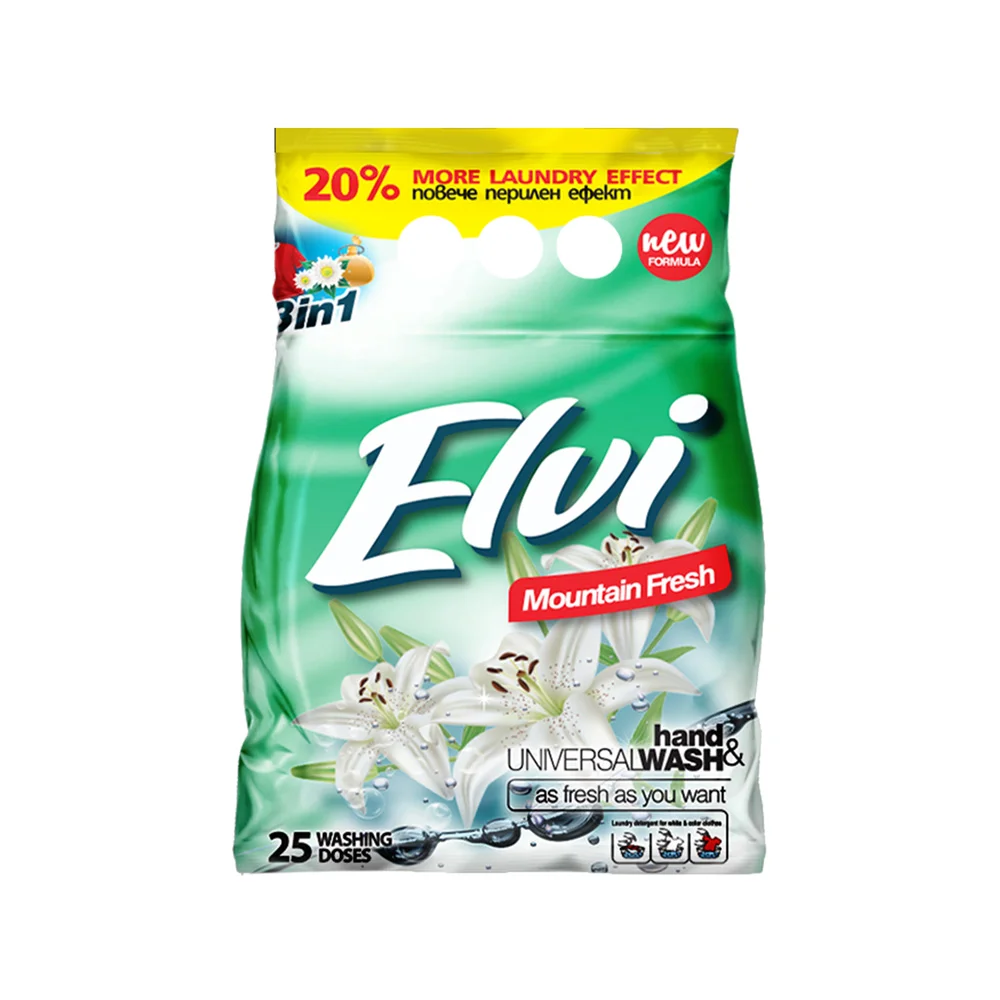 Перилен препарат Elvi, прах, за бяло и цветно пране, планинска свежест, 2 kg