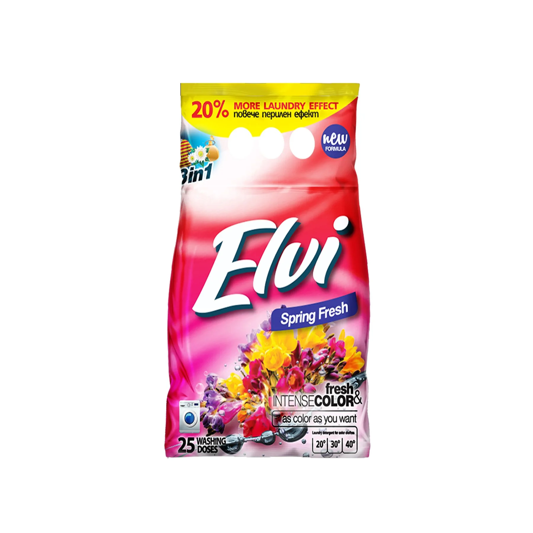 Перилен препарат Elvi, прах, за цветно пране, пролетна свежест, 2 kg