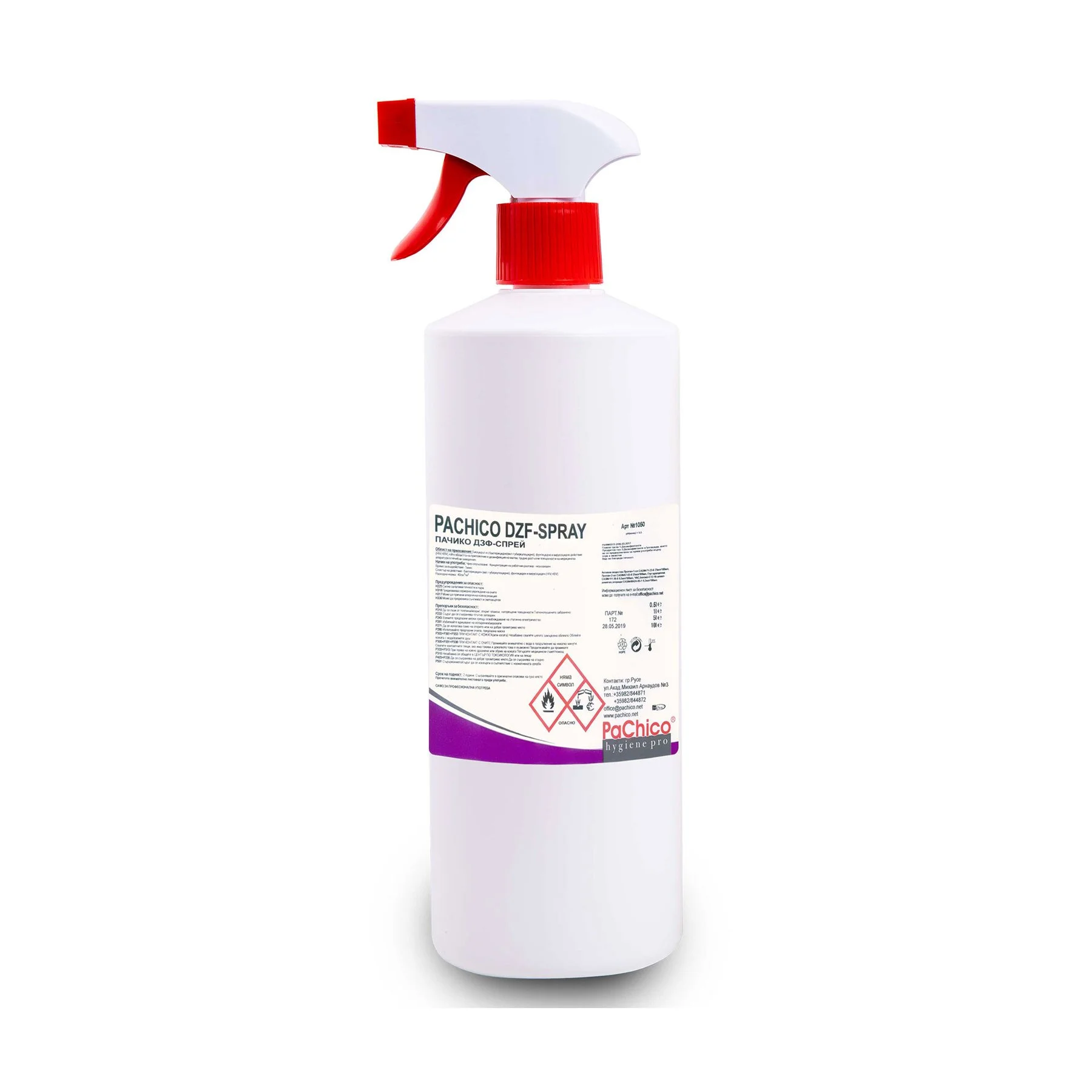 Дезинфекциращ препарат PaChico DZF Spray, професионален, с помпа, 1 L