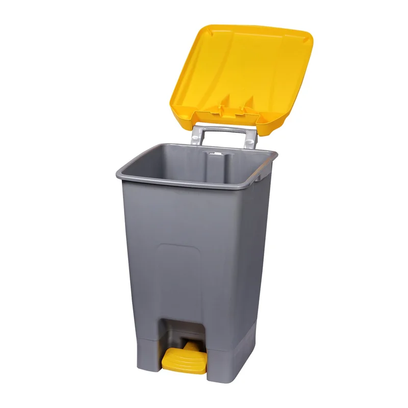 Кош за отпадъци Planet, за разделно събиране, с педал, пластмасов, 70 L, жълт