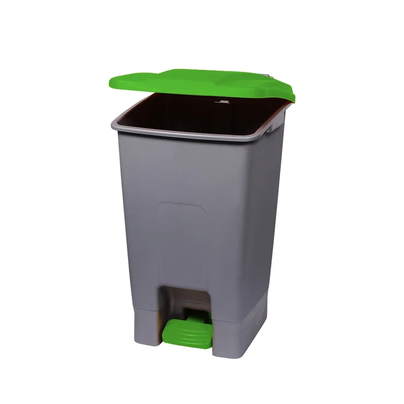Кош за отпадъци Planet, за разделно събиране, с педал, пластмасов, 70 L, зелен
