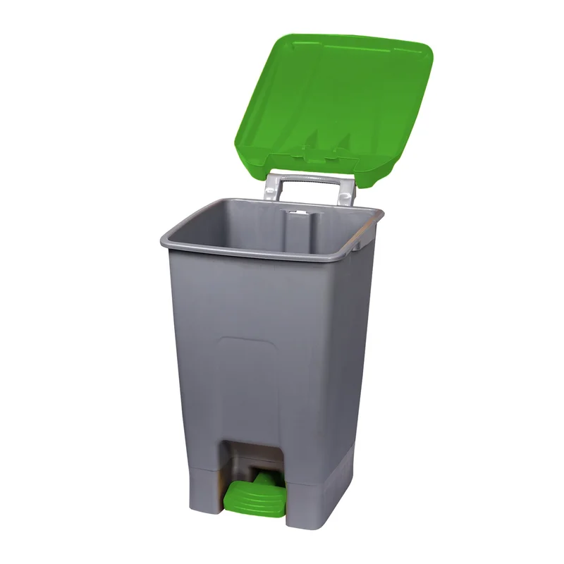 Кош за отпадъци Planet, за разделно събиране, с педал, пластмасов, 70 L, зелен