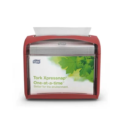 Диспенсър за салфетки Tork Table Top N4, червен, 20 х 14.1 х 16.9 cm