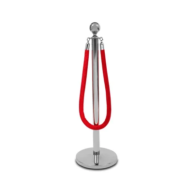 Въже със закопчалка Velor, хром, 160 cm, червено