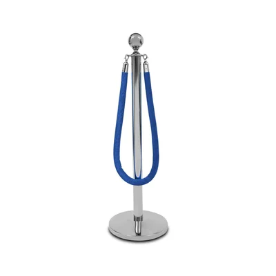 Въже със закопчалка Velor, хром, 160 cm, синьо