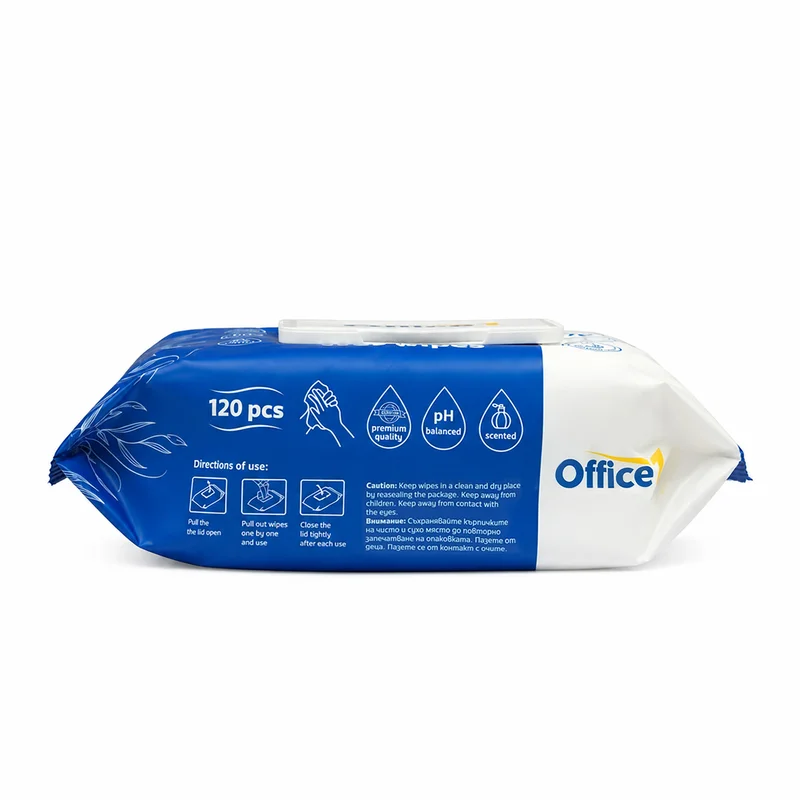 Мокри кърпи Office 1 Jumbo, с капак, 120 броя