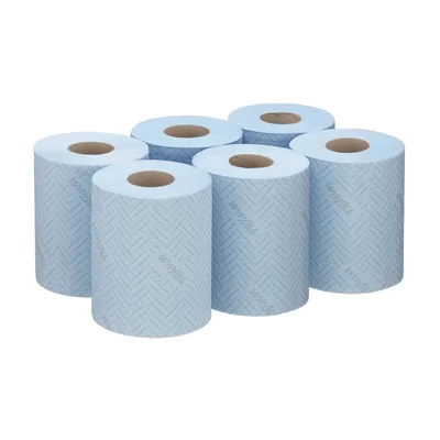 Хартия за почистване Kimberly-Clark WypAll Reach 6223 Centrefeed, на ролка, 430 къса, 163 m, синя, 6 броя