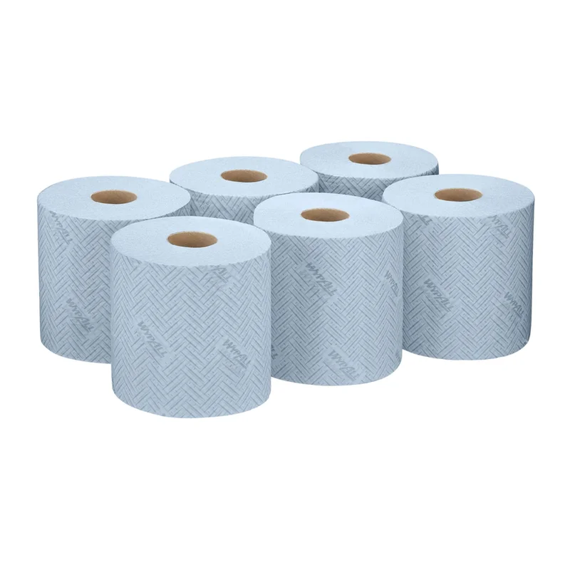 Кърпи за почистване Kimberly-Clark WypAll L20 7302 Centrefeed, на ролка, 38 х 18.3 cm, 380 къса, сини, 6 броя
