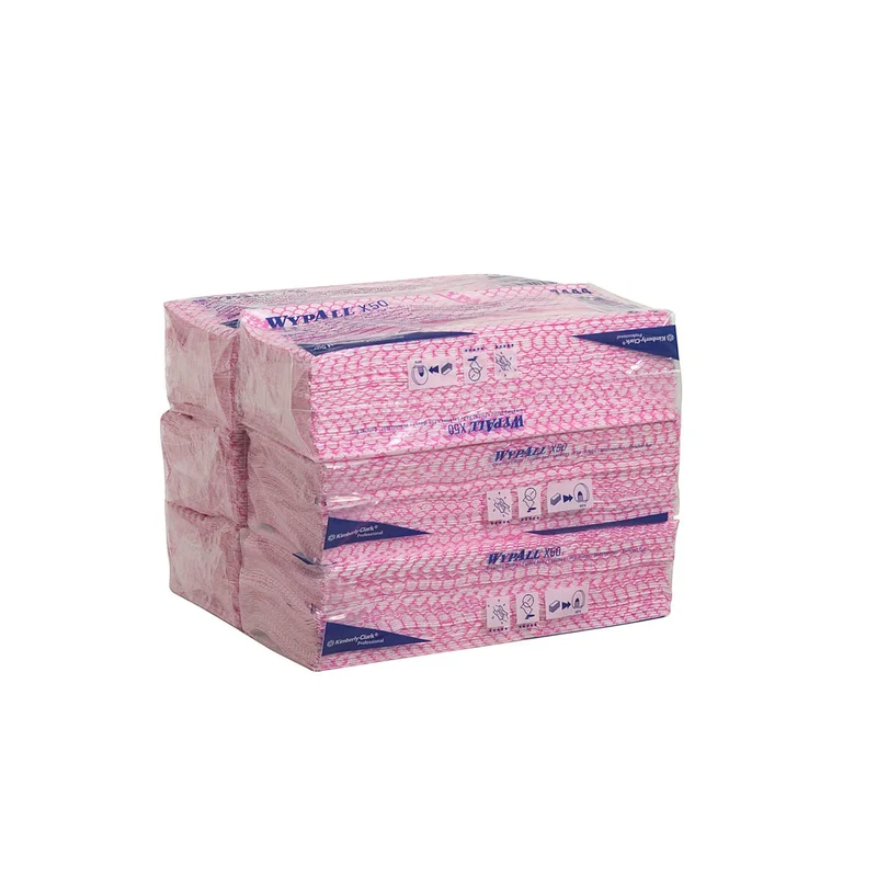 Кърпа Kimberly-Clark WypAll X50 7444, 41.8 х 24.7 cm, червена, 50 броя