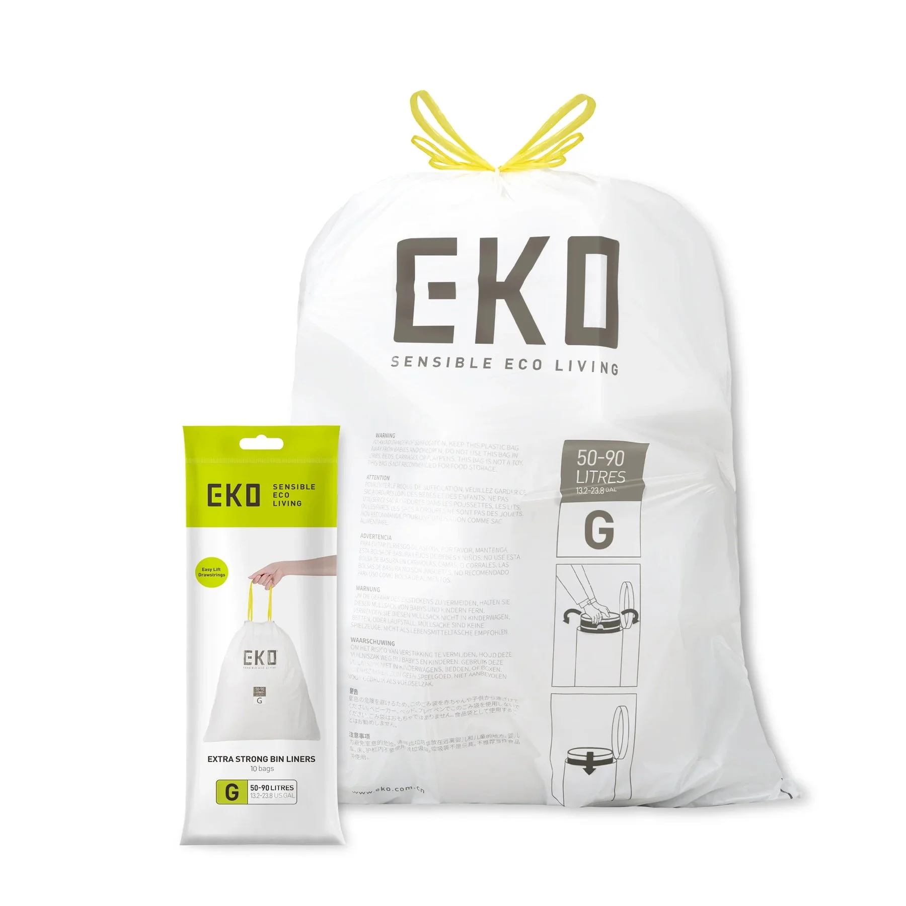 Торби за смет Eko, тип G, с връзка, 50-90 L, 10 броя