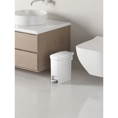 Кош за отпадъци Eko Touchgo, с педал, 10 L, бял