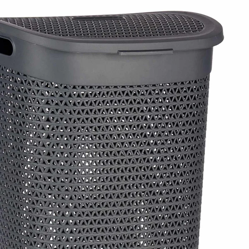 Кош за пране Kipit, с капак, 60 L, антрацит