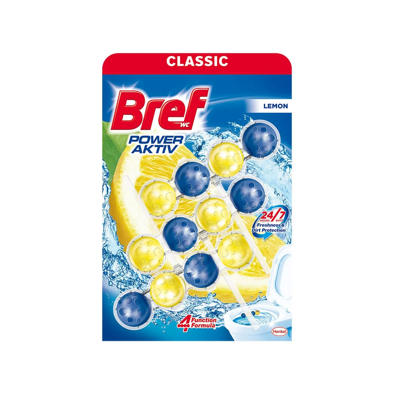 Ароматизатор за тоалетна Bref Active Power Trio Pack, лимон, 50 g, 3 броя