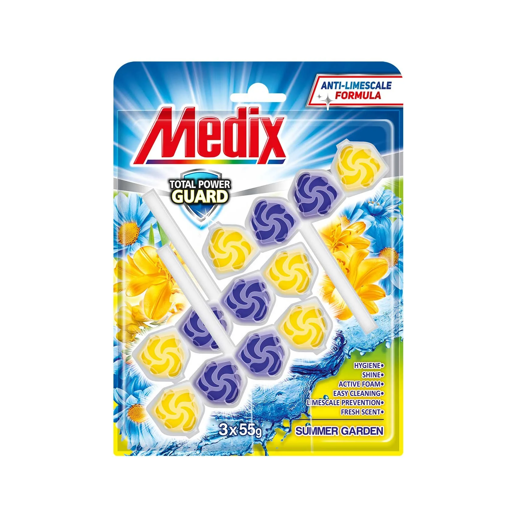 Ароматизатор за тоалетна Medix Summer Garden, 55 g, 3 броя