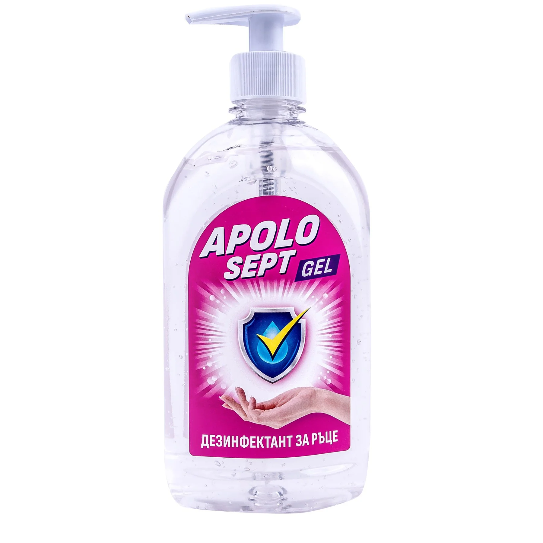 Дезинфекциращ препарат за ръце Apolo Sept, гел, с помпа, 500 ml