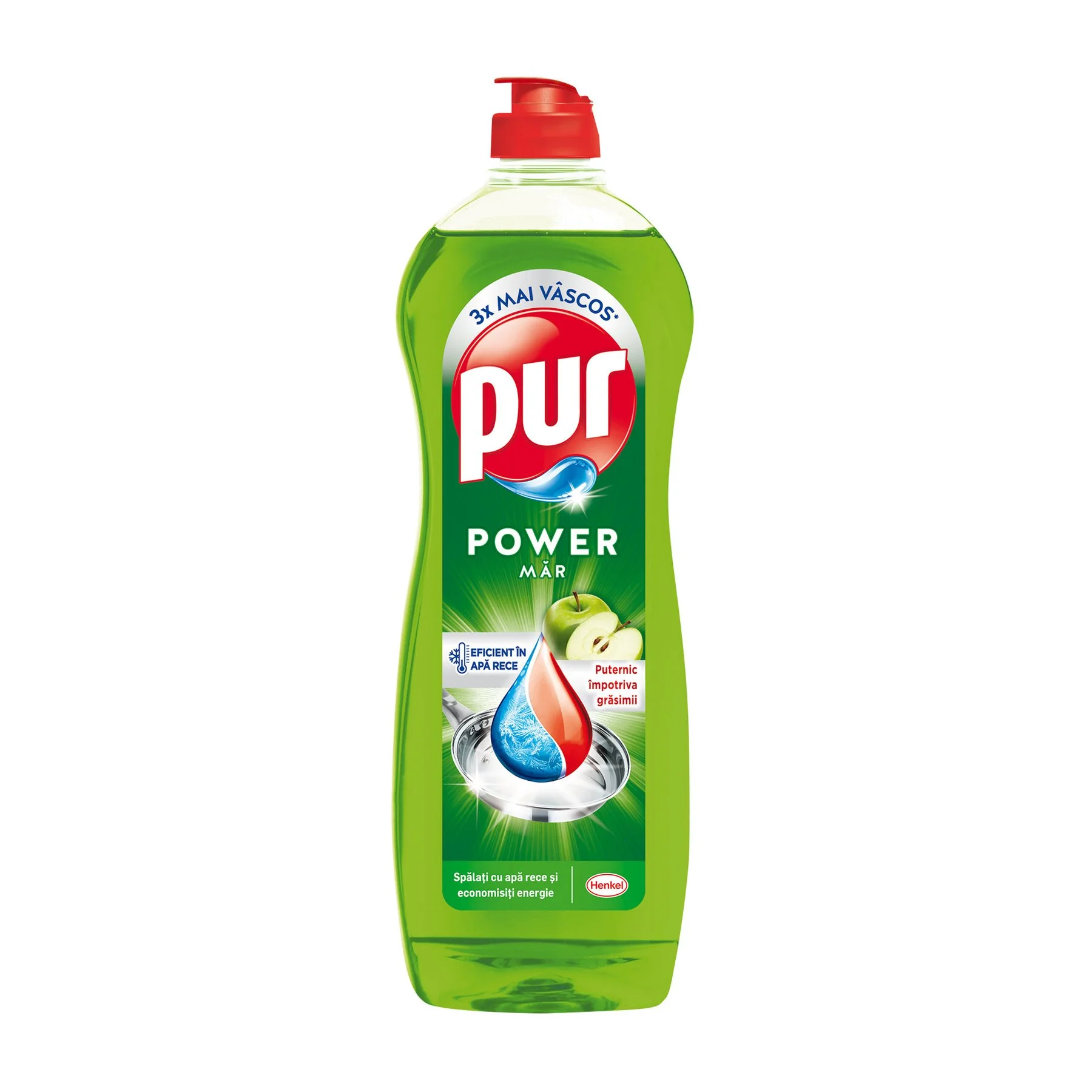 Препарат за миене на съдове Pur Duo Power, ябълка, 750 ml