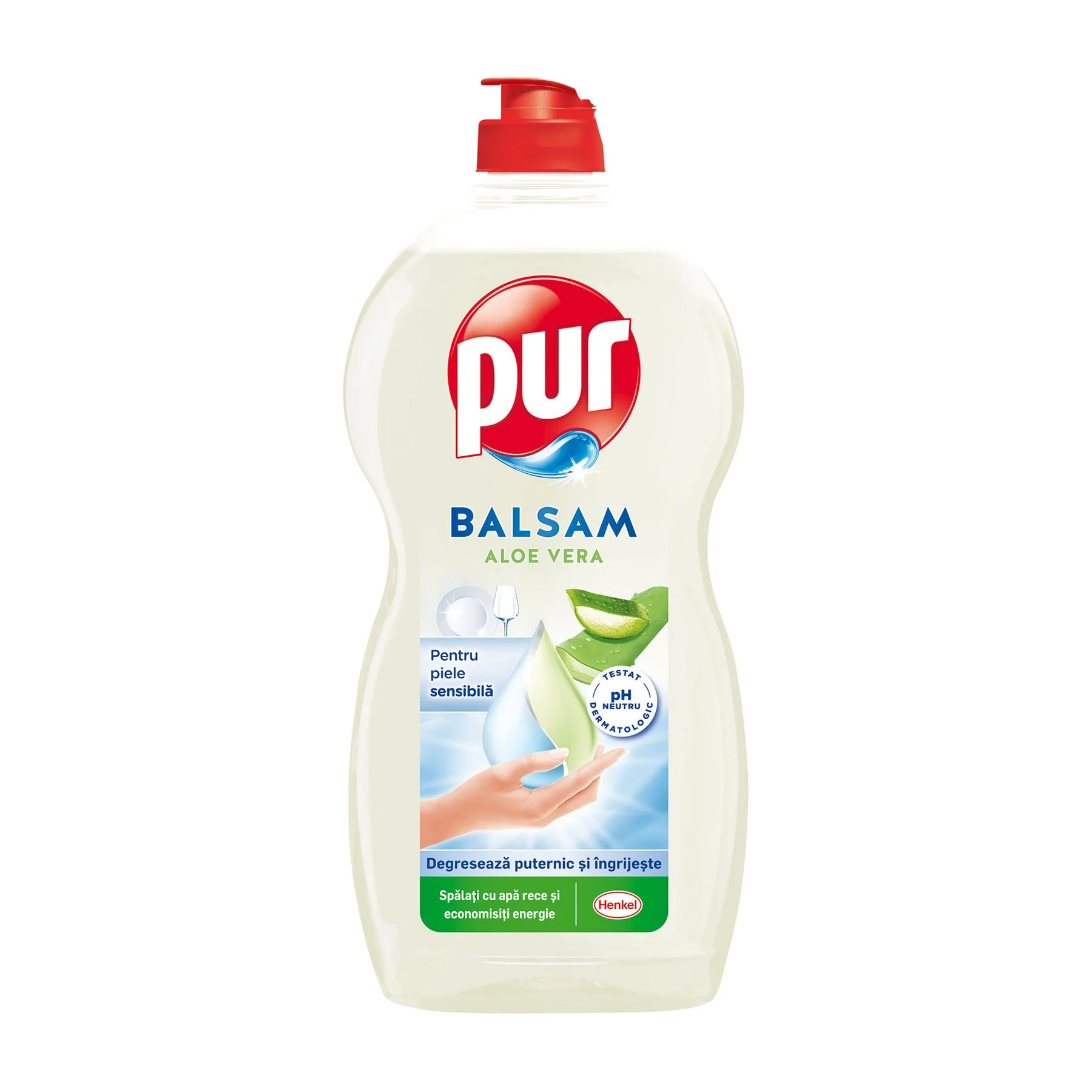 Препарат за миене на съдове Pur, алое вера, балсам, 1.2 L