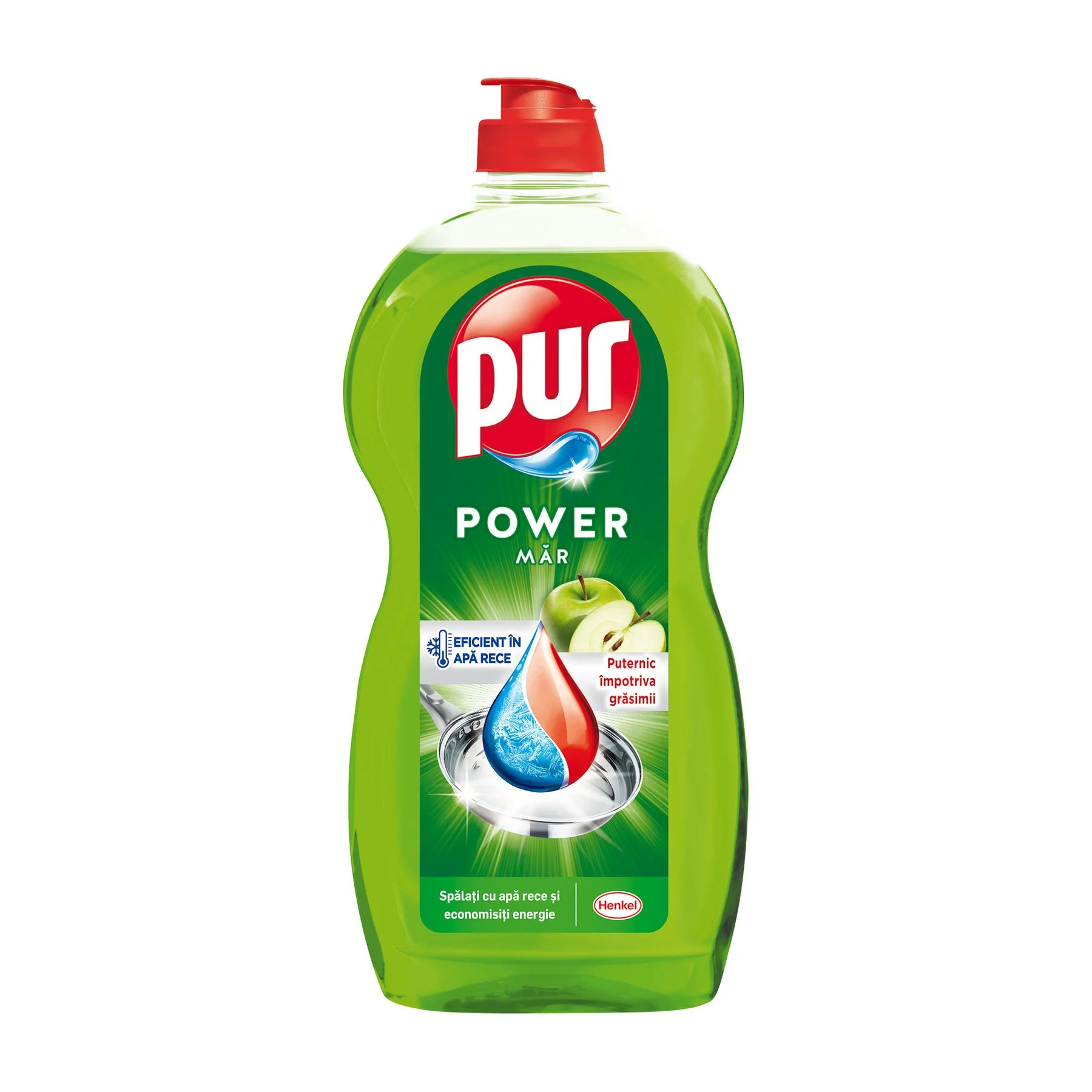 Препарат за миене на съдове Pur, ябълка, балсам, 1.2 L