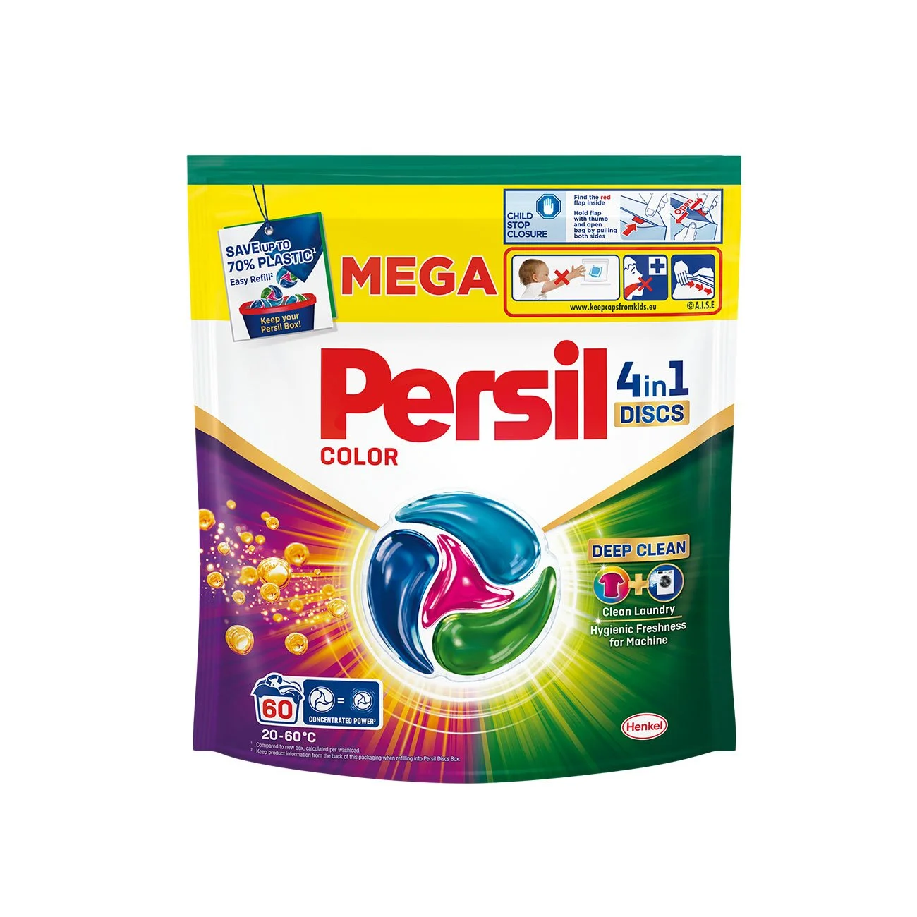 Перилен препарат Persil Mega Color, дискове, за 60 пранета
