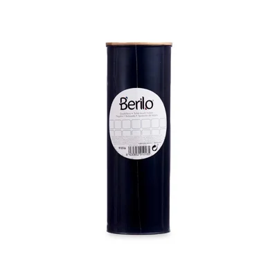 Четка за тоалетна Berilo, метална, с бамбуков капак, черна