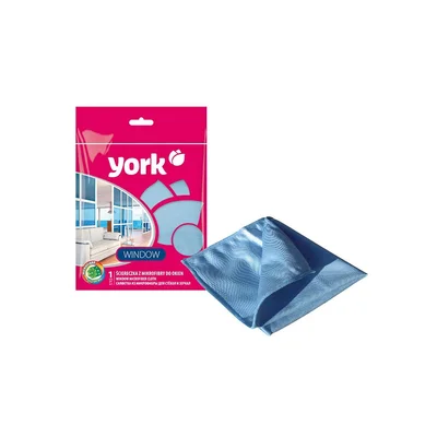 Кърпа York, микрофибърна, за почистване на стъкло, 30 x 30 cm