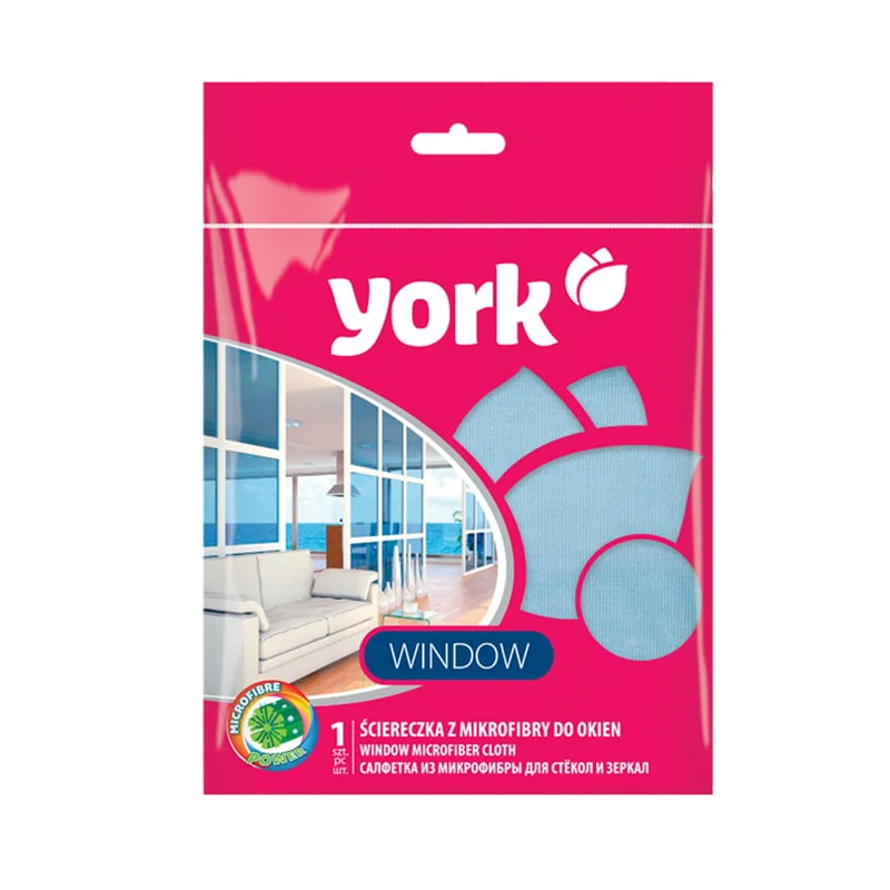 Кърпа York, микрофибърна, за почистване на стъкло, 30 x 30 cm